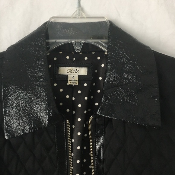 Cache black quilted and leather jacket. Beautiful lightweight coat for fall. - Picture 4 of 7